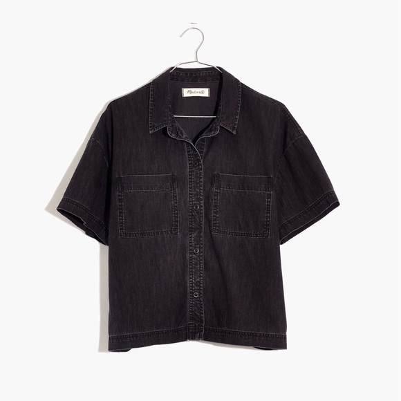Madewell Tops - Madewell Charcoal Short Sleeve Button Down Shirt